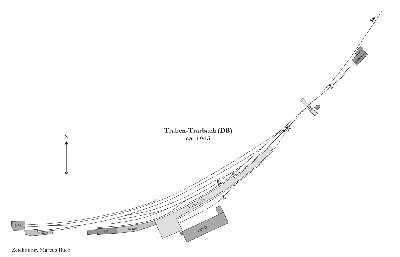 Gleisplan Traben-Trarbach (DB) ca. 1965